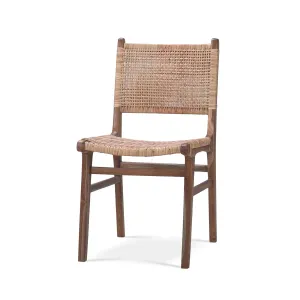 Logan Teak Dining Chair in Teak Natural Finish w/ Rattan Natural Seat & Back