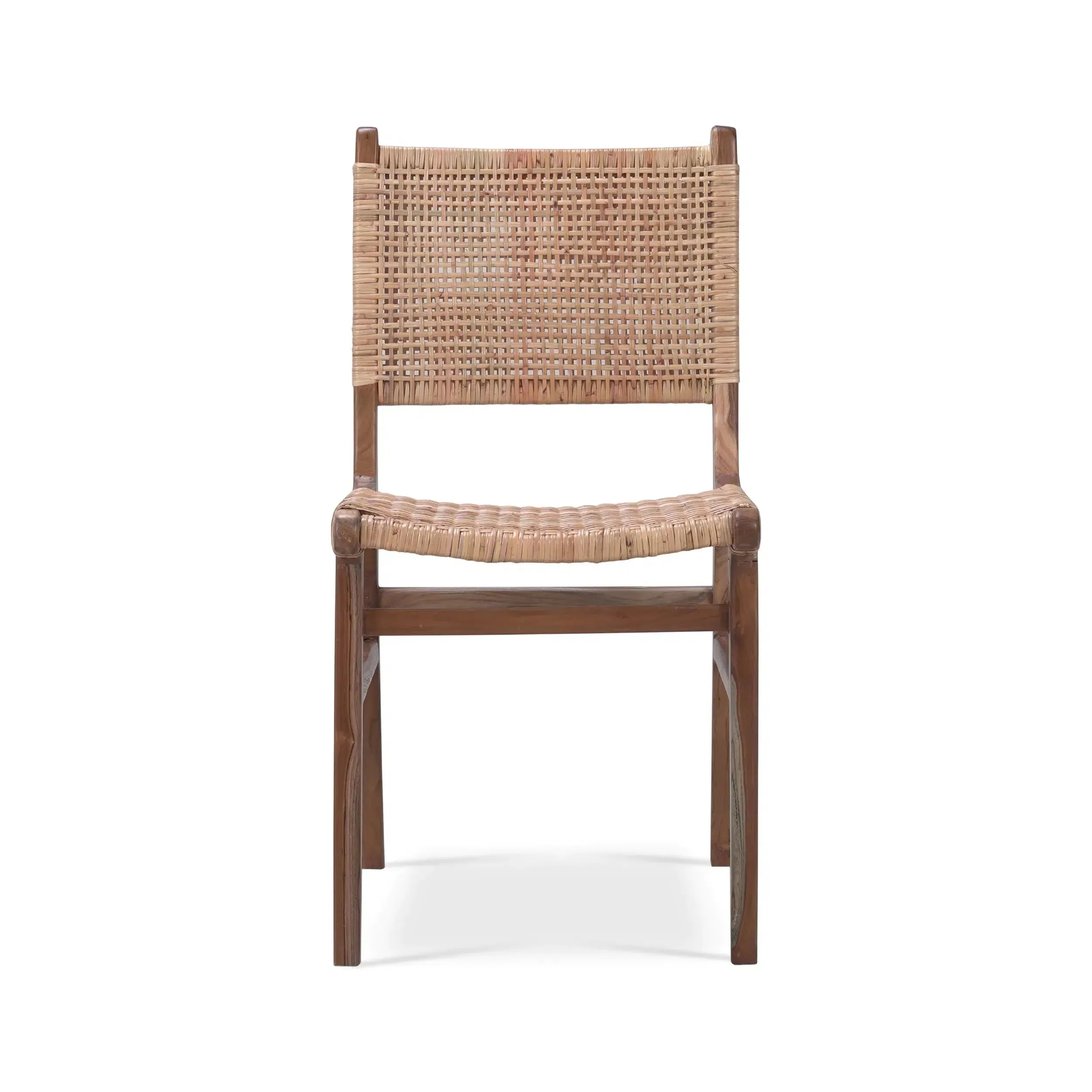Logan Teak Dining Chair in Teak Natural Finish w/ Rattan Natural Seat & Back