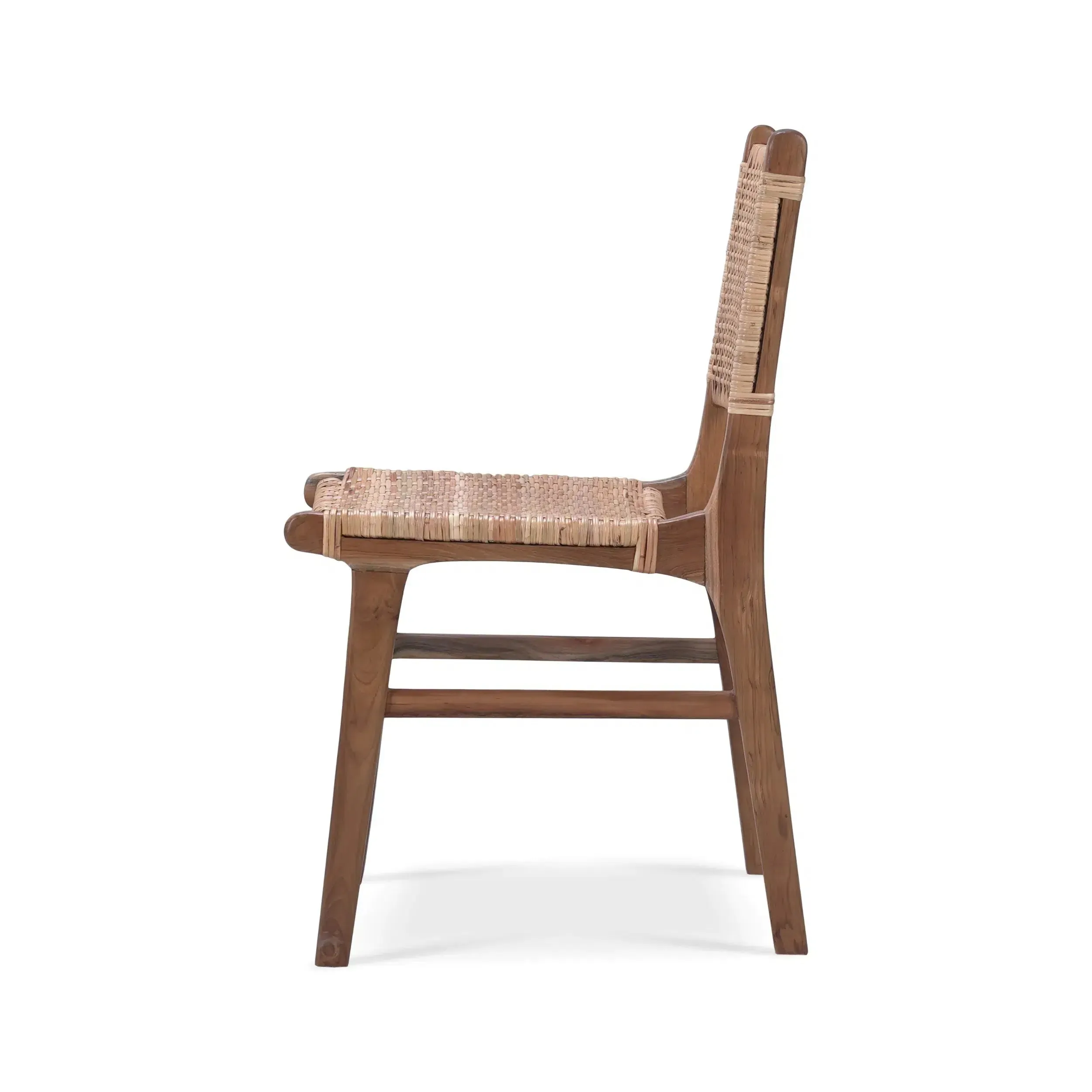 Logan Teak Dining Chair in Teak Natural Finish w/ Rattan Natural Seat & Back