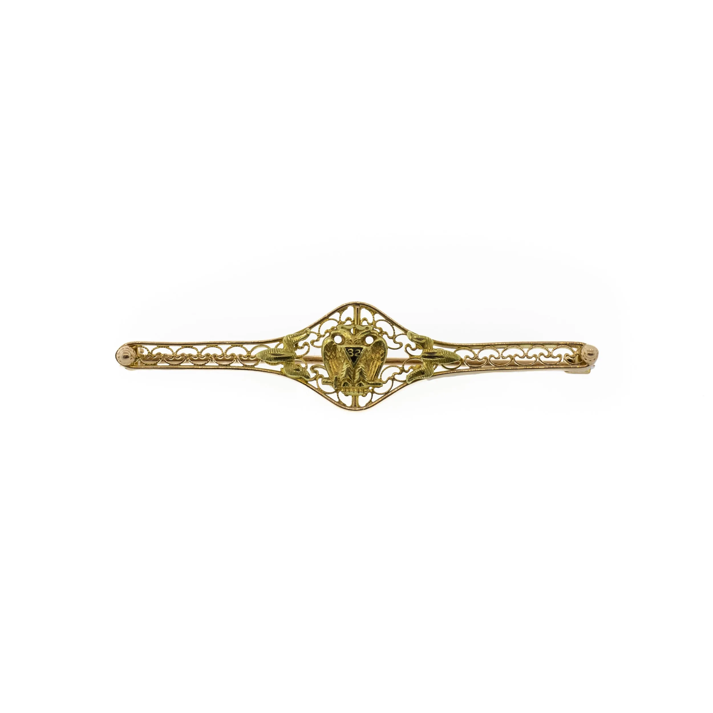 Long Latice 14K Yellow Gold Sorority Pin