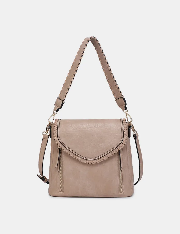 Lorelei Double Zipper Whipstick Trim Crossbody