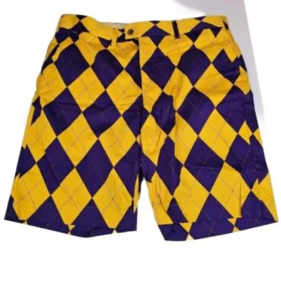 Loudmouth Fairway Hunter Green &amp; Gold Mega Women's Shorts