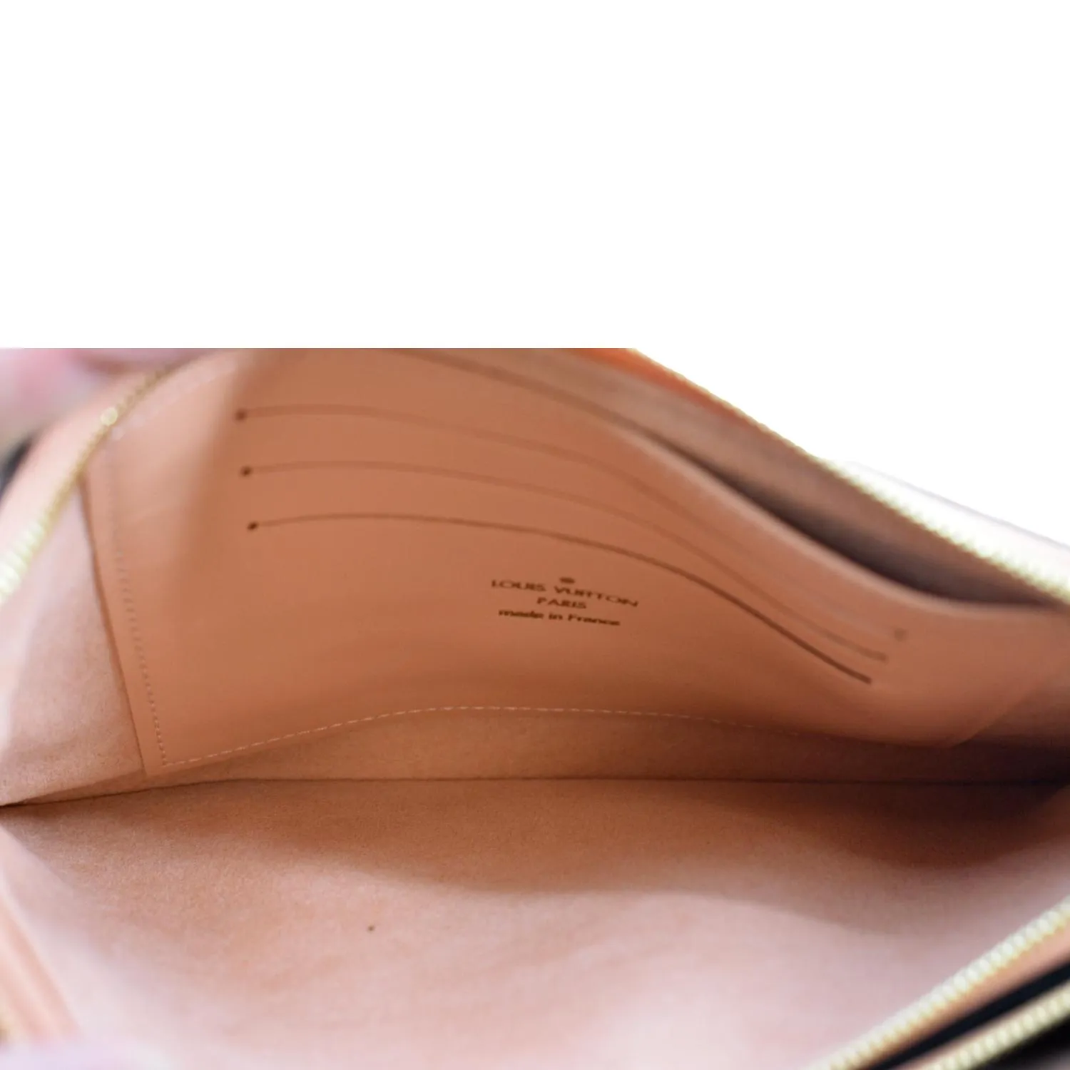 LOUIS VUITTON Double Zip Pochette Damier Ebene Crossbody Bag Rose Ballerine