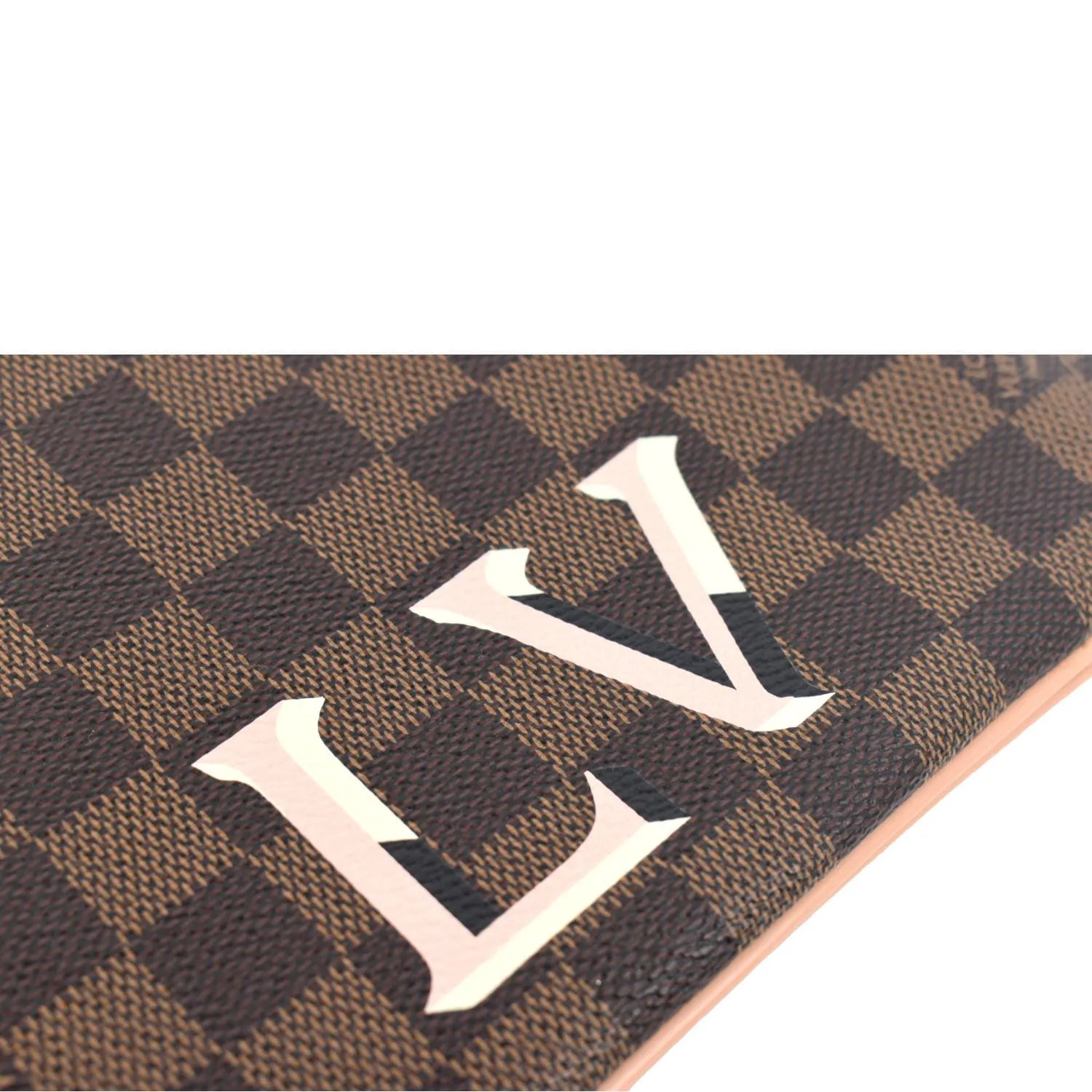 LOUIS VUITTON Double Zip Pochette Damier Ebene Crossbody Bag Rose Ballerine