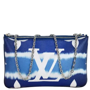 LOUIS VUITTON Escale Pochette Double Zip Chain Pouch Bag Blue