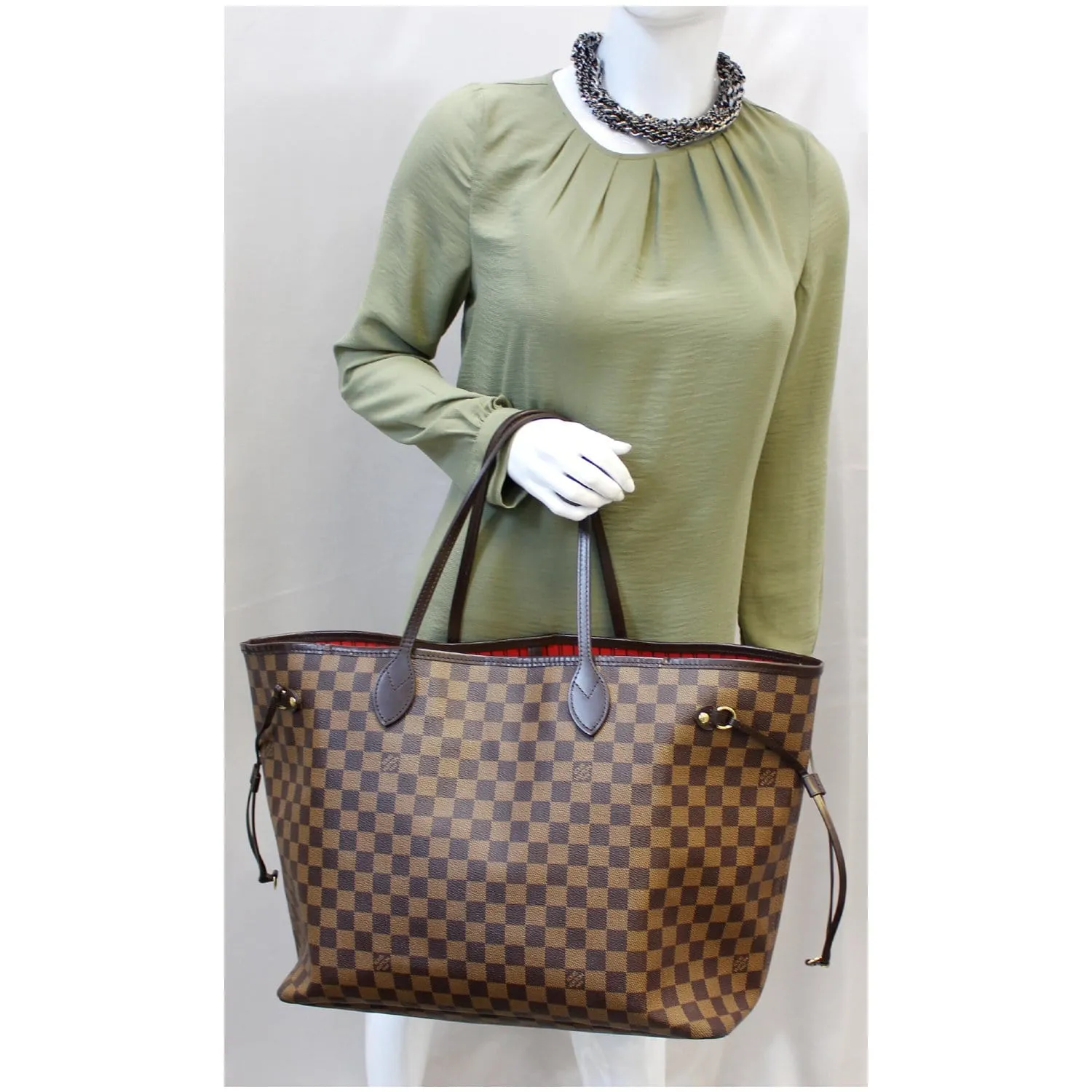 LOUIS VUITTON Neverfull GM Damier Ebene Tote Shoulder Bag Brown
