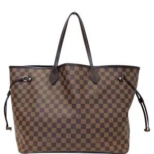 LOUIS VUITTON Neverfull GM Damier Ebene Tote Shoulder Bag Brown
