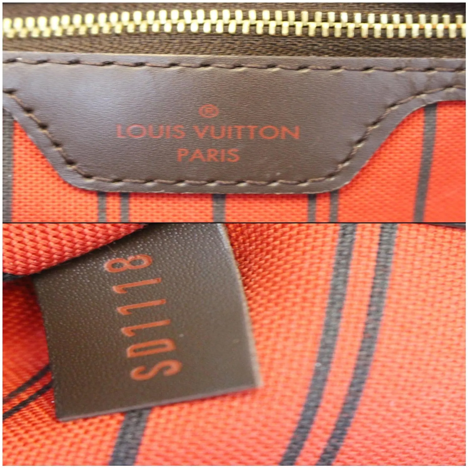 LOUIS VUITTON Neverfull GM Damier Ebene Tote Shoulder Bag Brown