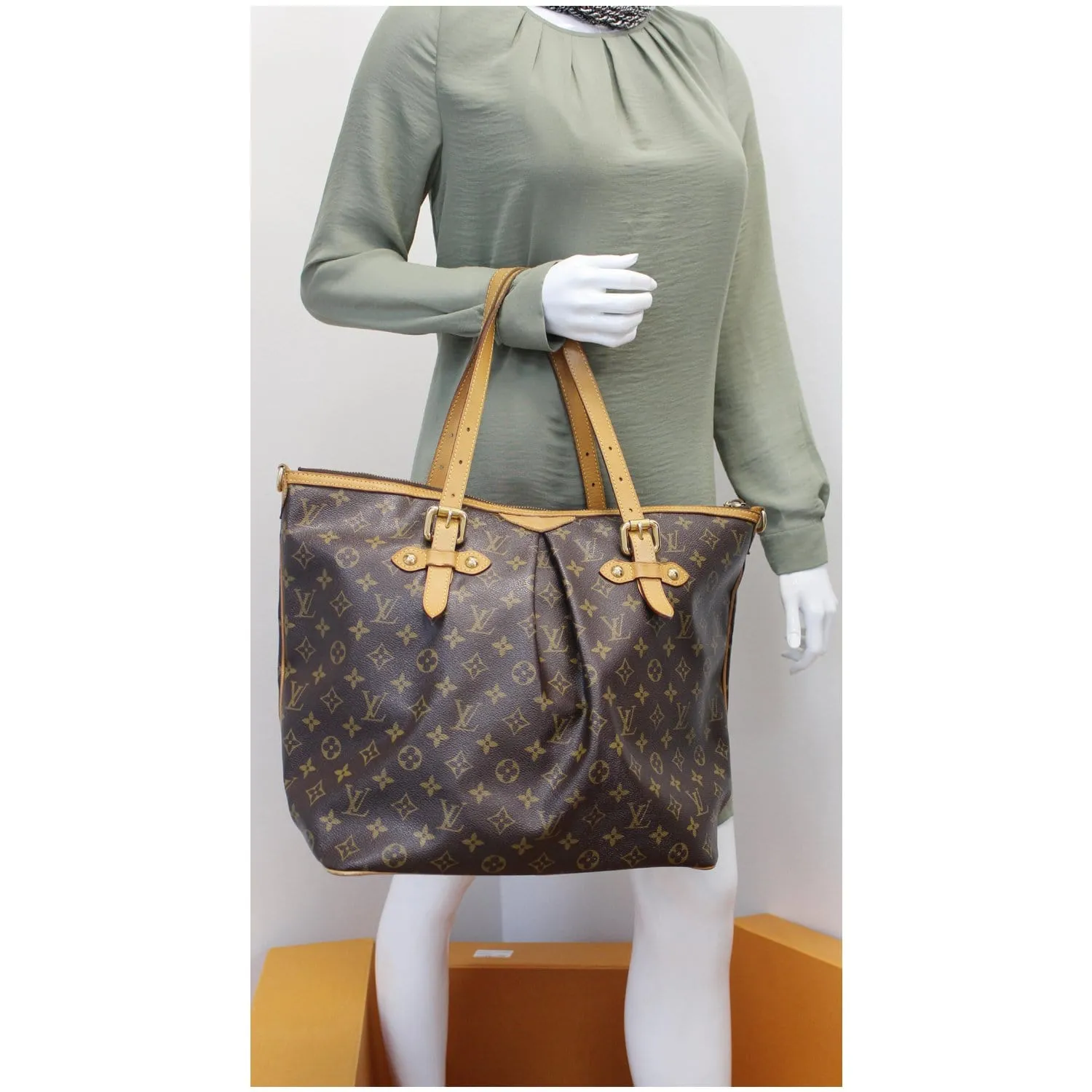 LOUIS VUITTON Palermo GM Monogram Canvas Tote Shoulder Bag Brown - 20% OFF