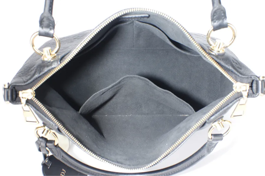 LOUIS VUITTON "V" TOTE MM (M44421) BLACK EMPREINTE LEATHER GOLD HARDWARE WITH STRAP