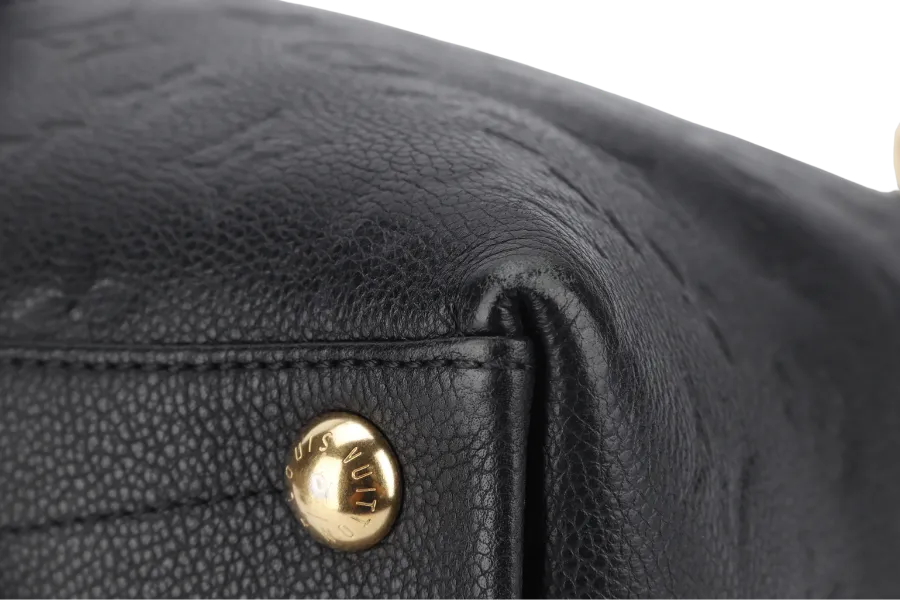 LOUIS VUITTON "V" TOTE MM (M44421) BLACK EMPREINTE LEATHER GOLD HARDWARE WITH STRAP