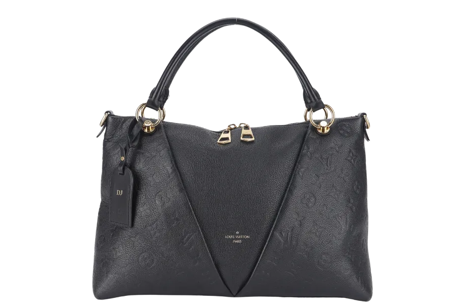 LOUIS VUITTON "V" TOTE MM (M44421) BLACK EMPREINTE LEATHER GOLD HARDWARE WITH STRAP
