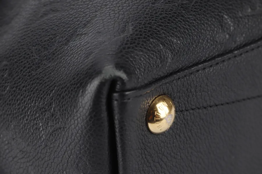 LOUIS VUITTON "V" TOTE MM (M44421) BLACK EMPREINTE LEATHER GOLD HARDWARE WITH STRAP