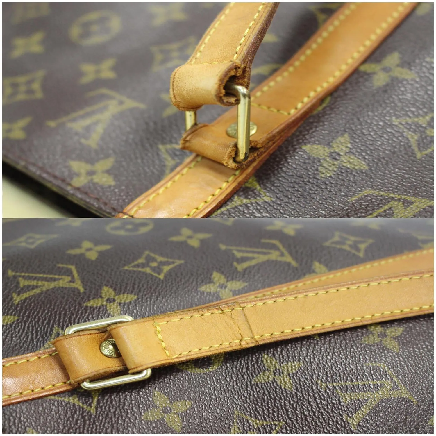 LOUIS VUITTON Sac Shopping Monogram Canvas Tote Bag Brown