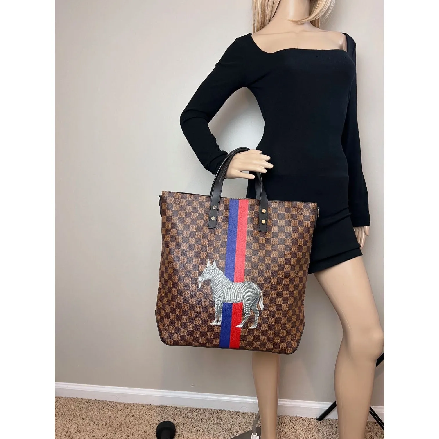 Louis Vuitton Savane Damier Ebene Zebra Atlas Tote