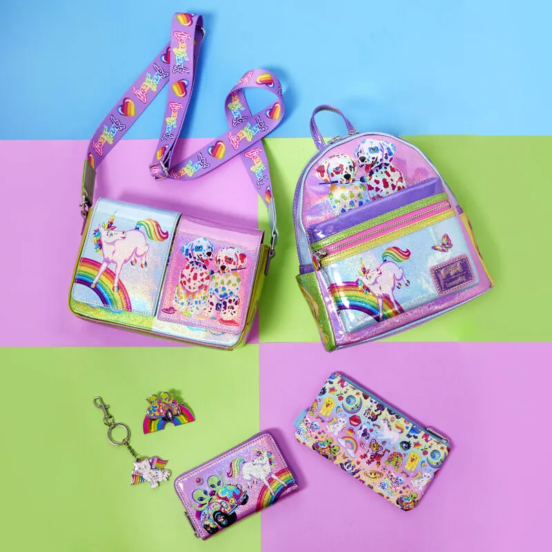 Loungefly Lisa Frank Holographic Glitter Color Block Crossbody Bag