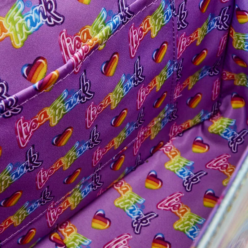 Loungefly Lisa Frank Holographic Glitter Color Block Crossbody Bag
