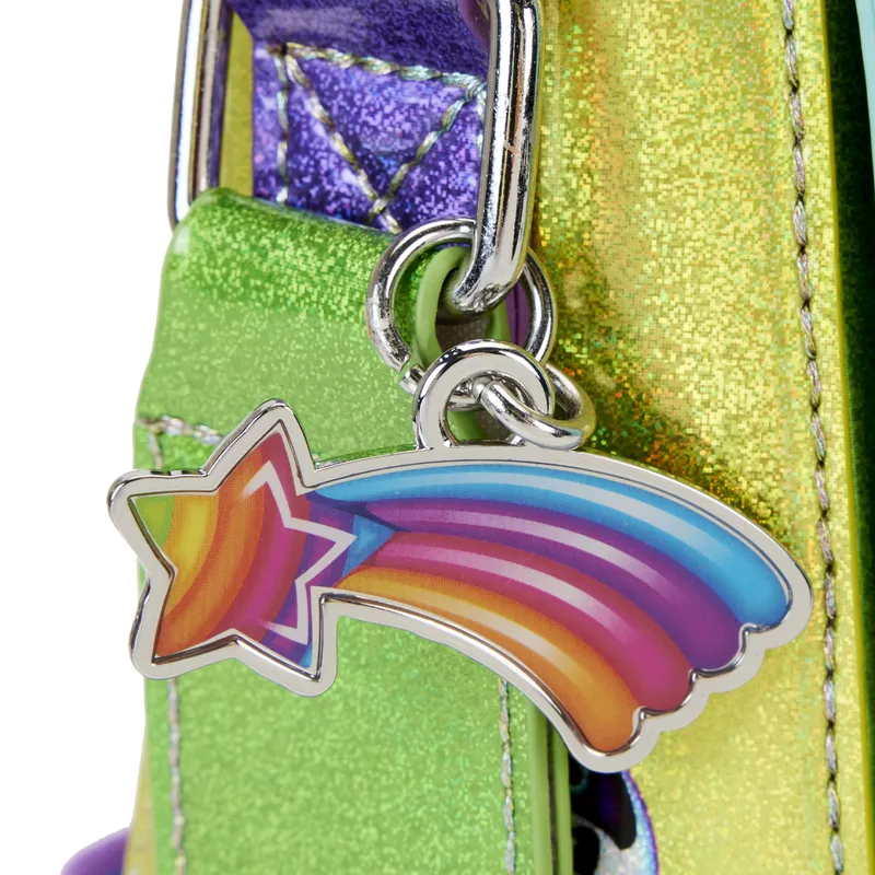 Loungefly Lisa Frank Holographic Glitter Color Block Crossbody Bag