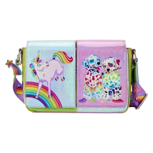 Loungefly Lisa Frank Holographic Glitter Color Block Crossbody Bag