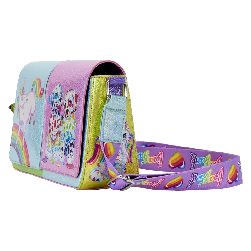 Loungefly Lisa Frank Holographic Glitter Color Block Crossbody Bag