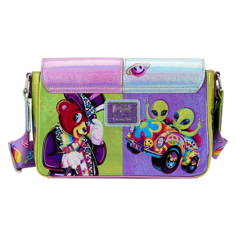 Loungefly Lisa Frank Holographic Glitter Color Block Crossbody Bag