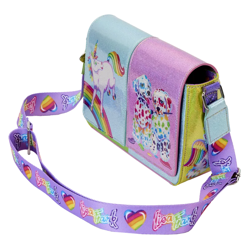 Loungefly Lisa Frank Holographic Glitter Color Block Crossbody Bag