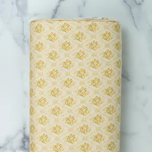 Love at First Sight Collection - Romantic Floral Lattice - Yellow Roses on Natural Linen Color Background