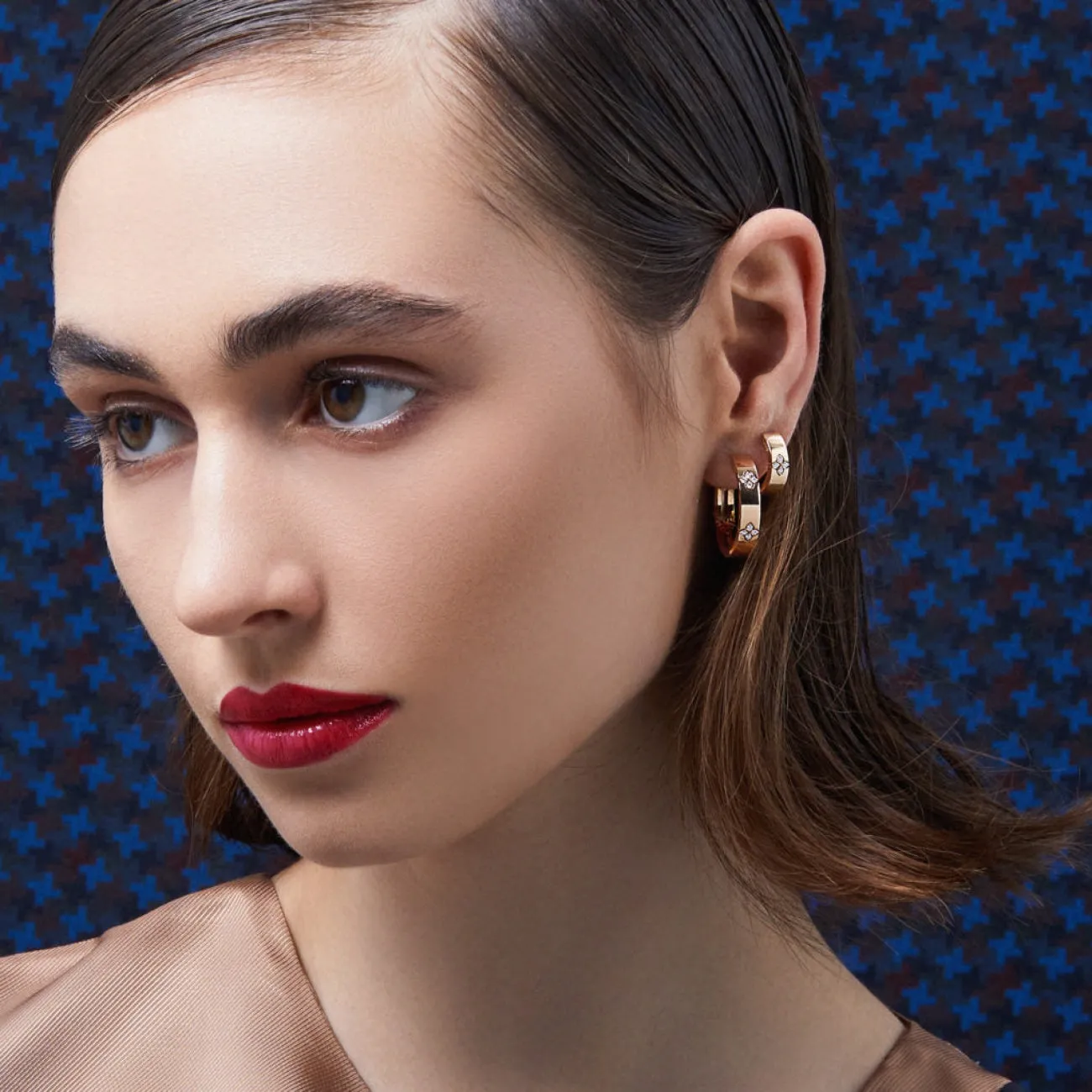 Love In Verona 18K Rose Gold Large Diamond Flower Hoop Earrings