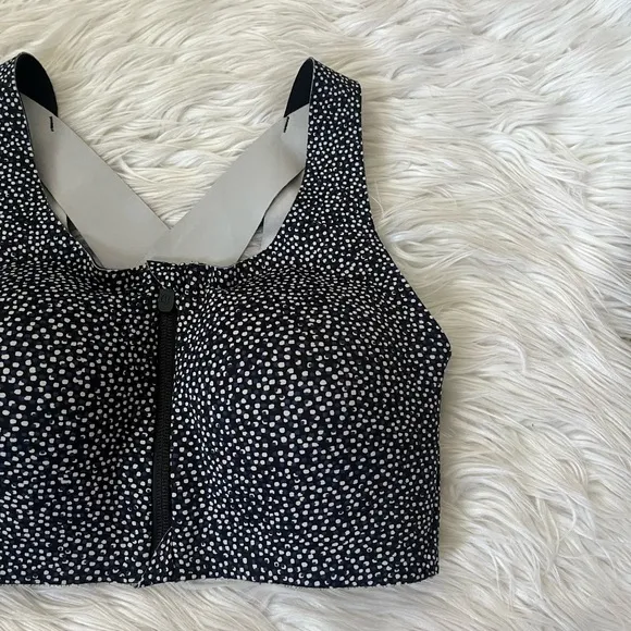 {Lululemon} Enlite Bra Zip Front High Support Double Dimension Starlight Black