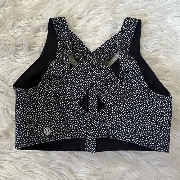 {Lululemon} Enlite Bra Zip Front High Support Double Dimension Starlight Black