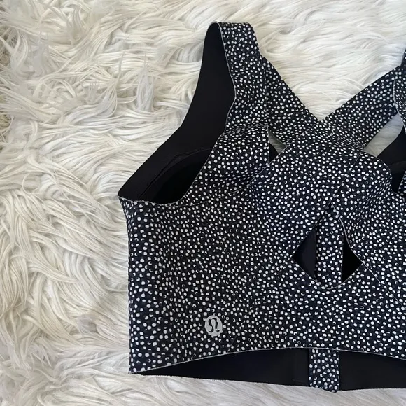 {Lululemon} Enlite Bra Zip Front High Support Double Dimension Starlight Black