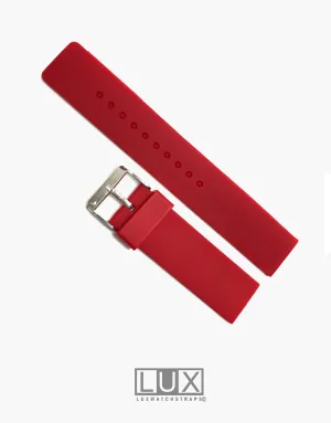 LUX Silicone Rubber Dive Watch Strap Red Flat