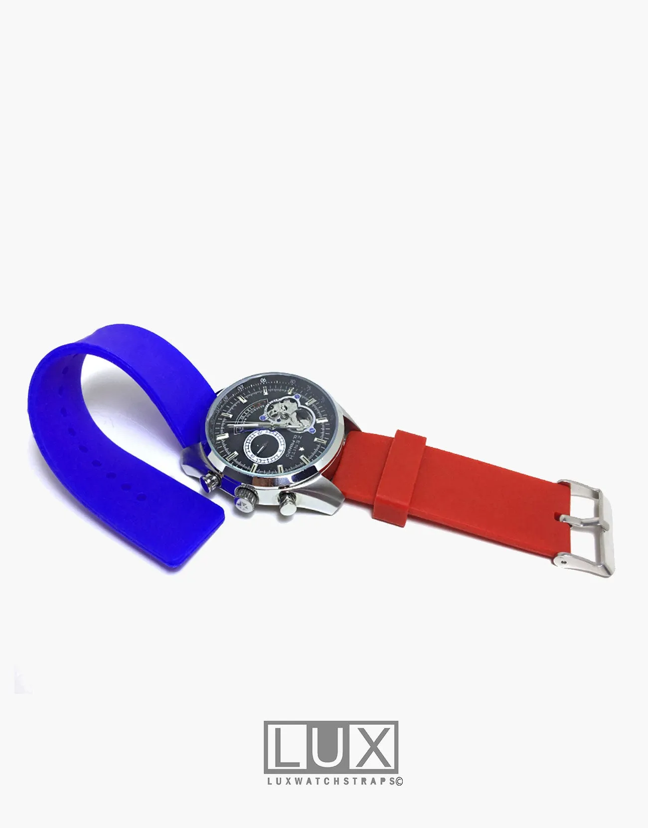 LUX Silicone Rubber Dive Watch Strap Red Flat