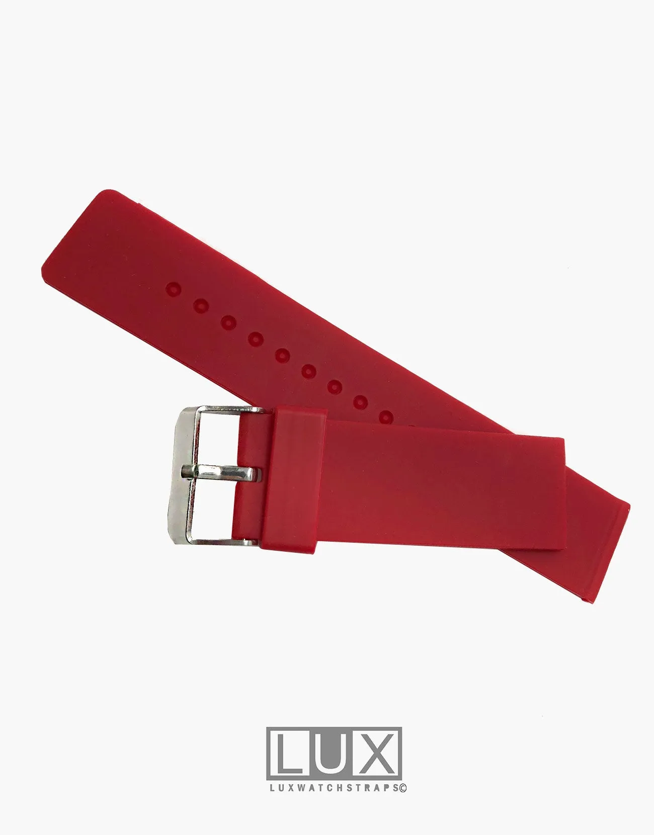 LUX Silicone Rubber Dive Watch Strap Red Flat