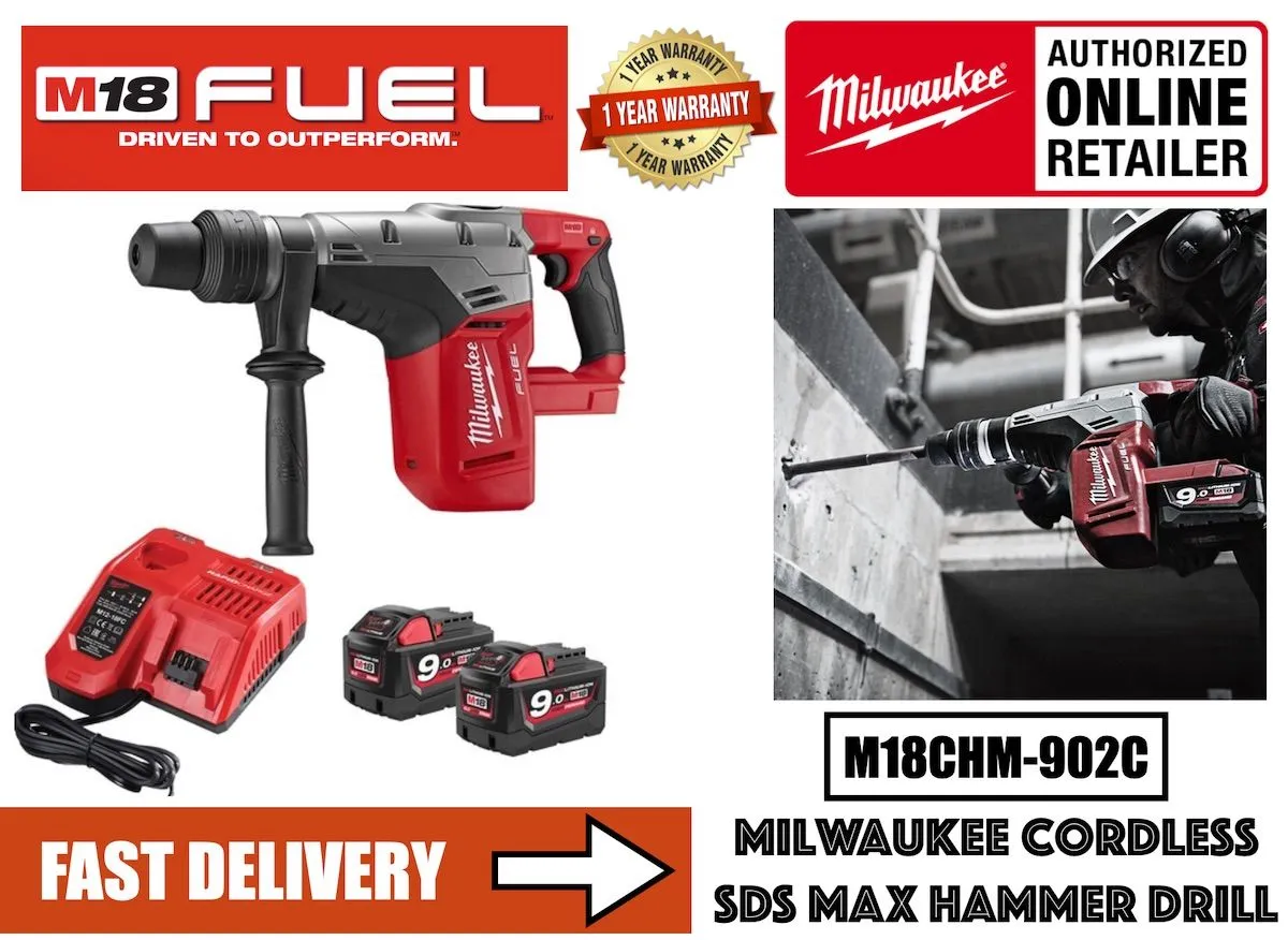 M18 FUEL M18CHM-902C 40mm SDS-Max Drilling and Breaking Hammer Drill / Chipping Hammer Breaker