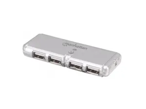 Manhattan 160599 Concentrado Hub Usb V2.0 4 Puertos Mini Plata