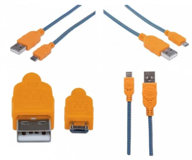 Manhattan 352734 Cable Usb 2.0 A Macho Micro Usb 2.0 B Macho 1 Metro, Azul/Nar