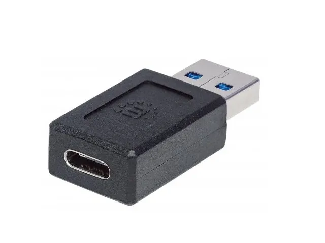 Manhattan 354653 Adaptador Usb A Macho Usb C Hembra, Negro