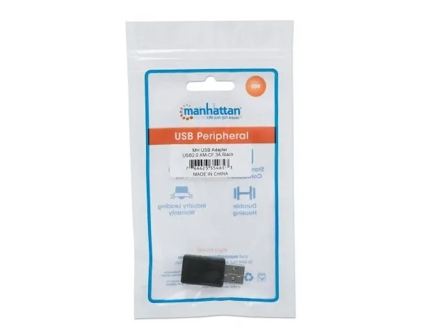 Manhattan 354653 Adaptador Usb A Macho Usb C Hembra, Negro