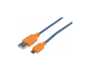Manhattan 394024, Cable Usb 2.0 A Micro B 1.0 M Azul/Naranja