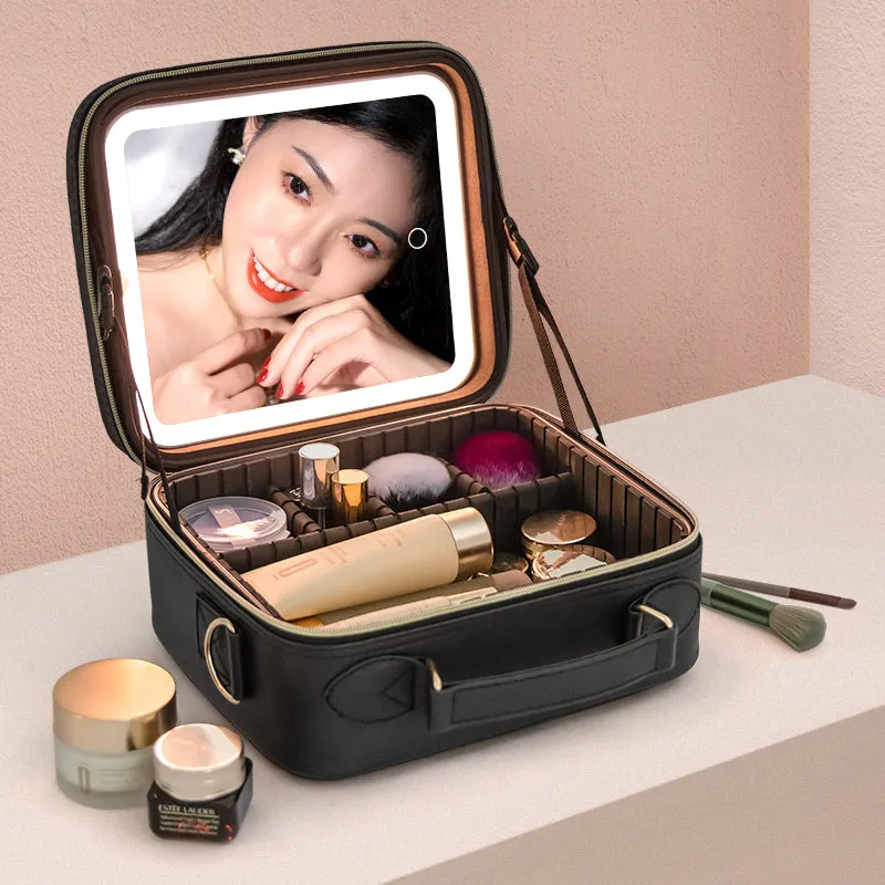 Manufacturer Direct Sale Makeup Mirror Organizer with LED Light for Touch-ups and Storage