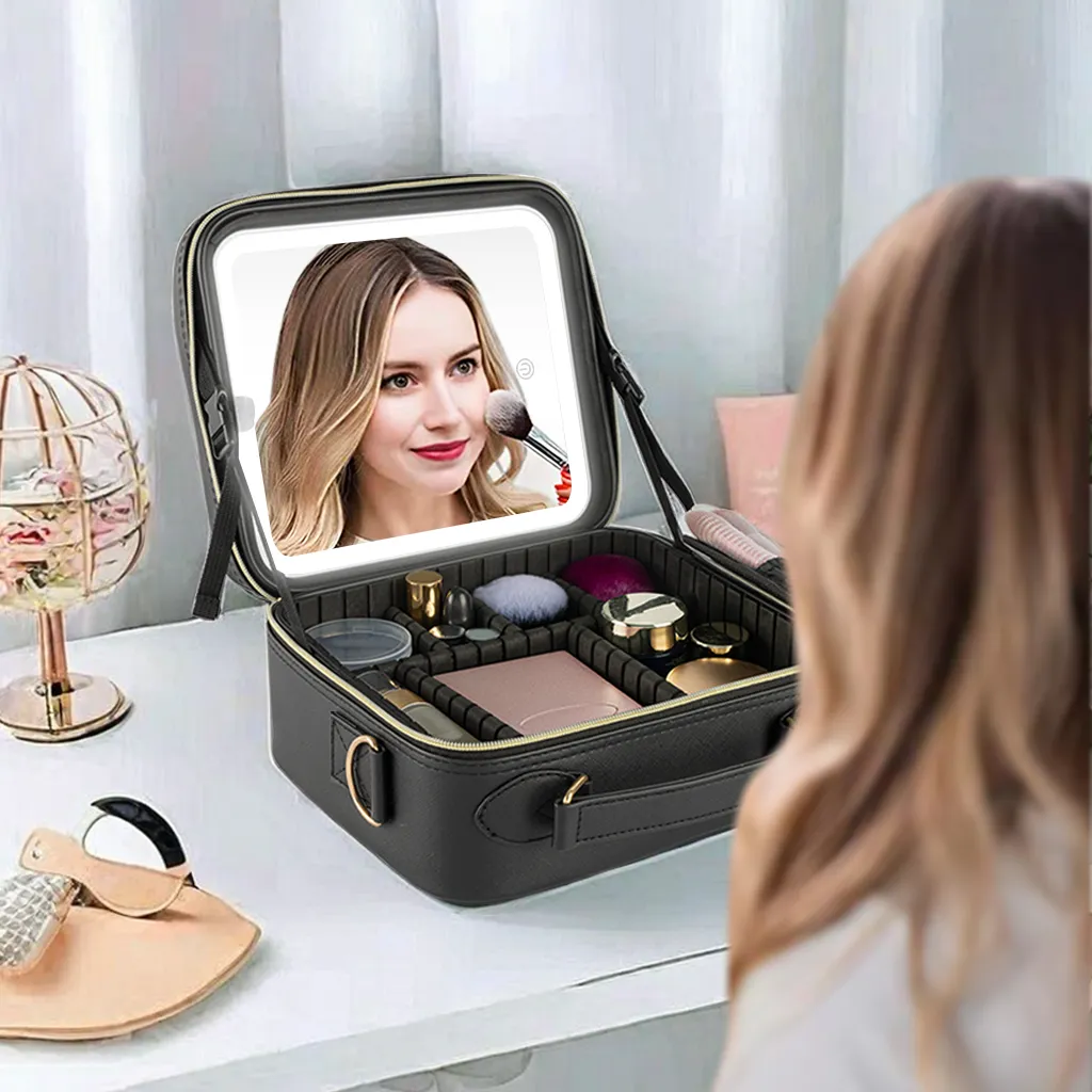 Manufacturer Direct Sale Makeup Mirror Organizer with LED Light for Touch-ups and Storage