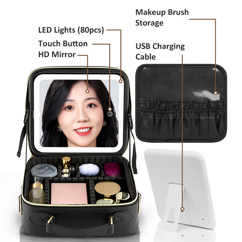 Manufacturer Direct Sale Makeup Mirror Organizer with LED Light for Touch-ups and Storage
