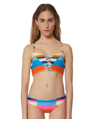 Mara Hoffman Vela Lattice Halter Swim Top in Rainbow