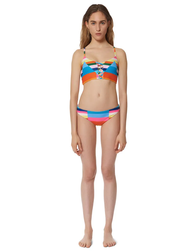 Mara Hoffman Vela Lattice Halter Swim Top in Rainbow