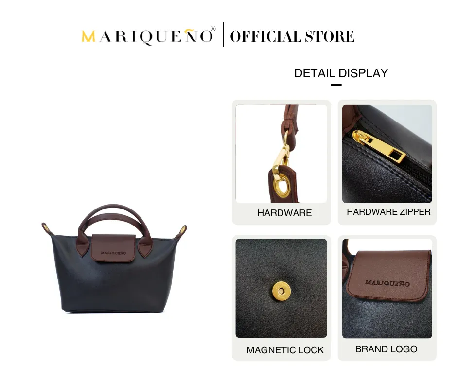 MARTHA Leather Tote Top Handle Sling Bag in Black