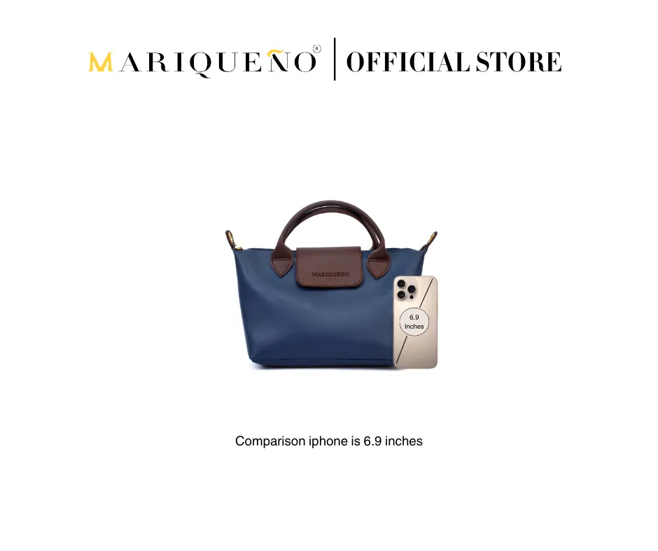 MARTHA Leather Tote Top Handle Sling Bag in Blue