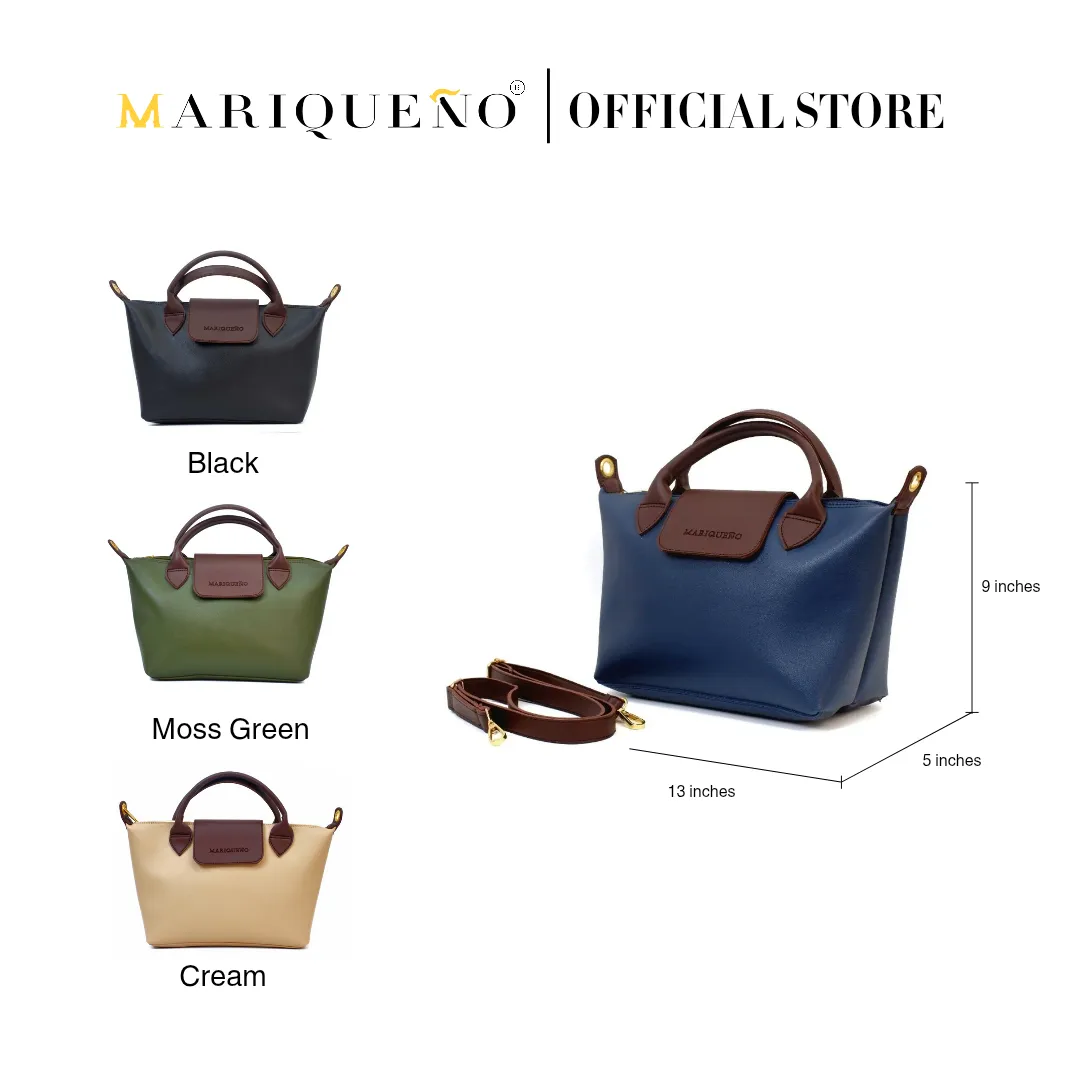 MARTHA Leather Tote Top Handle Sling Bag in Blue
