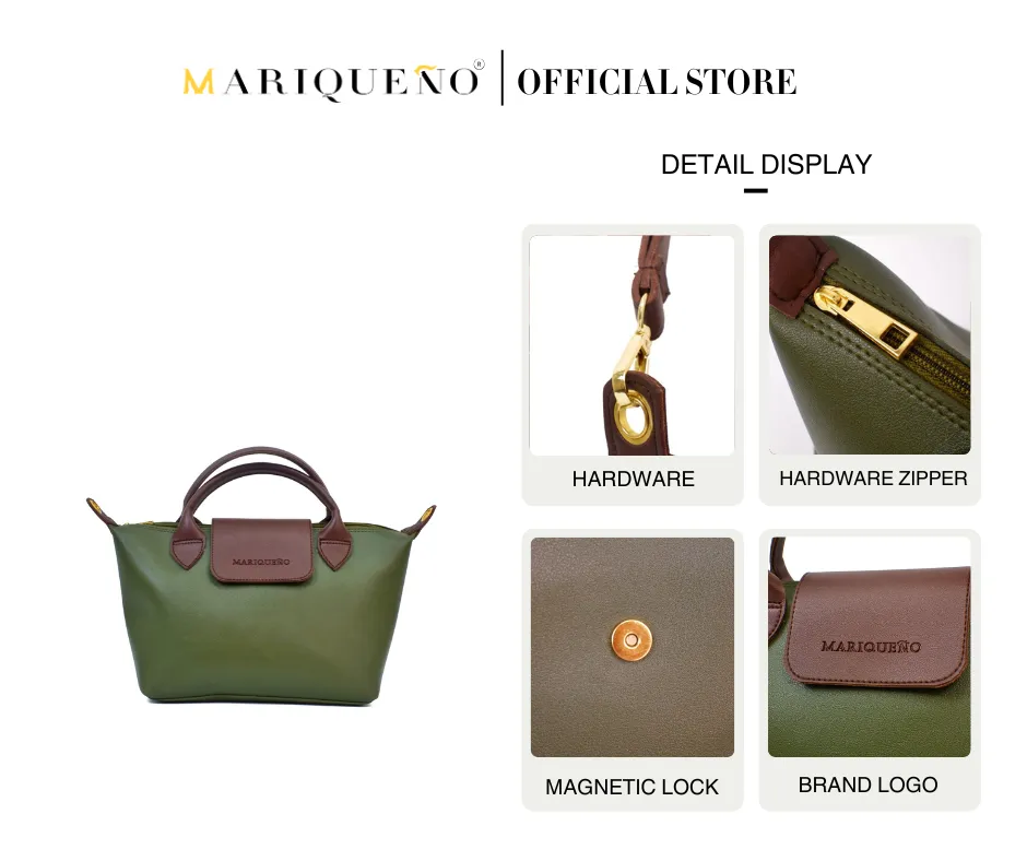 MARTHA Leather Tote Top Handle Sling Bag in Green
