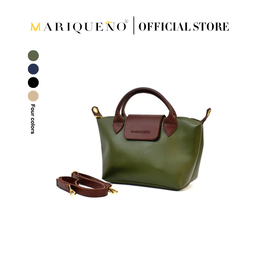 MARTHA Leather Tote Top Handle Sling Bag in Green